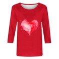 thumbnail image 4 of Goodeals Women 2025 Valentines Shirts Spring 3/4 Sleeve Tunic Tops Cute Heart Print Gift Blouse Trendy Aesthetic 3D Print Tunic Top(Red,L), 4 of 5