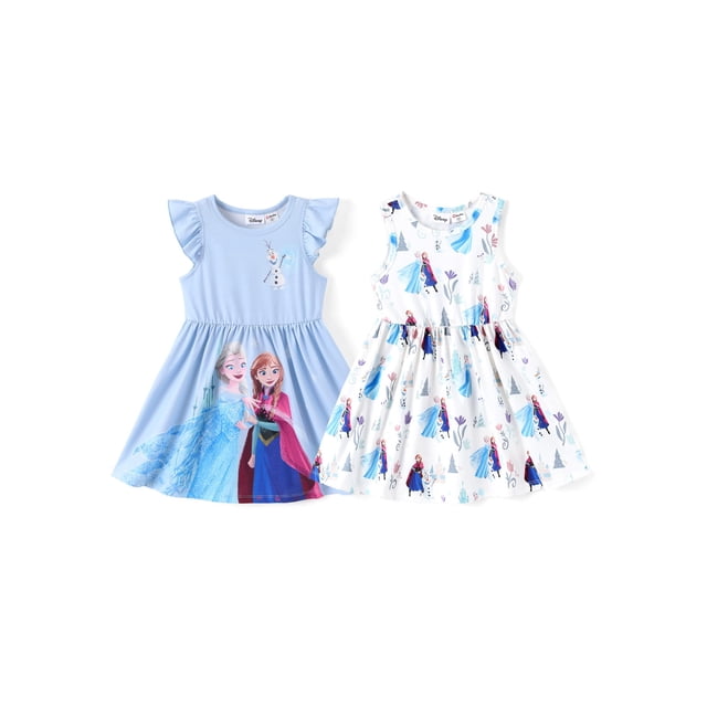 Vestidos para niñas pequeñas Disney Frozen Elsa y Anna de 5 a 6 años, paquete de 2