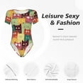 thumbnail image 6 of Naloa Cute Cartoon Cat Women's Short-Sleeved Onesie, One-Piece Swimsuit for Parties, dates, clubs - X-Large, 6 of 9