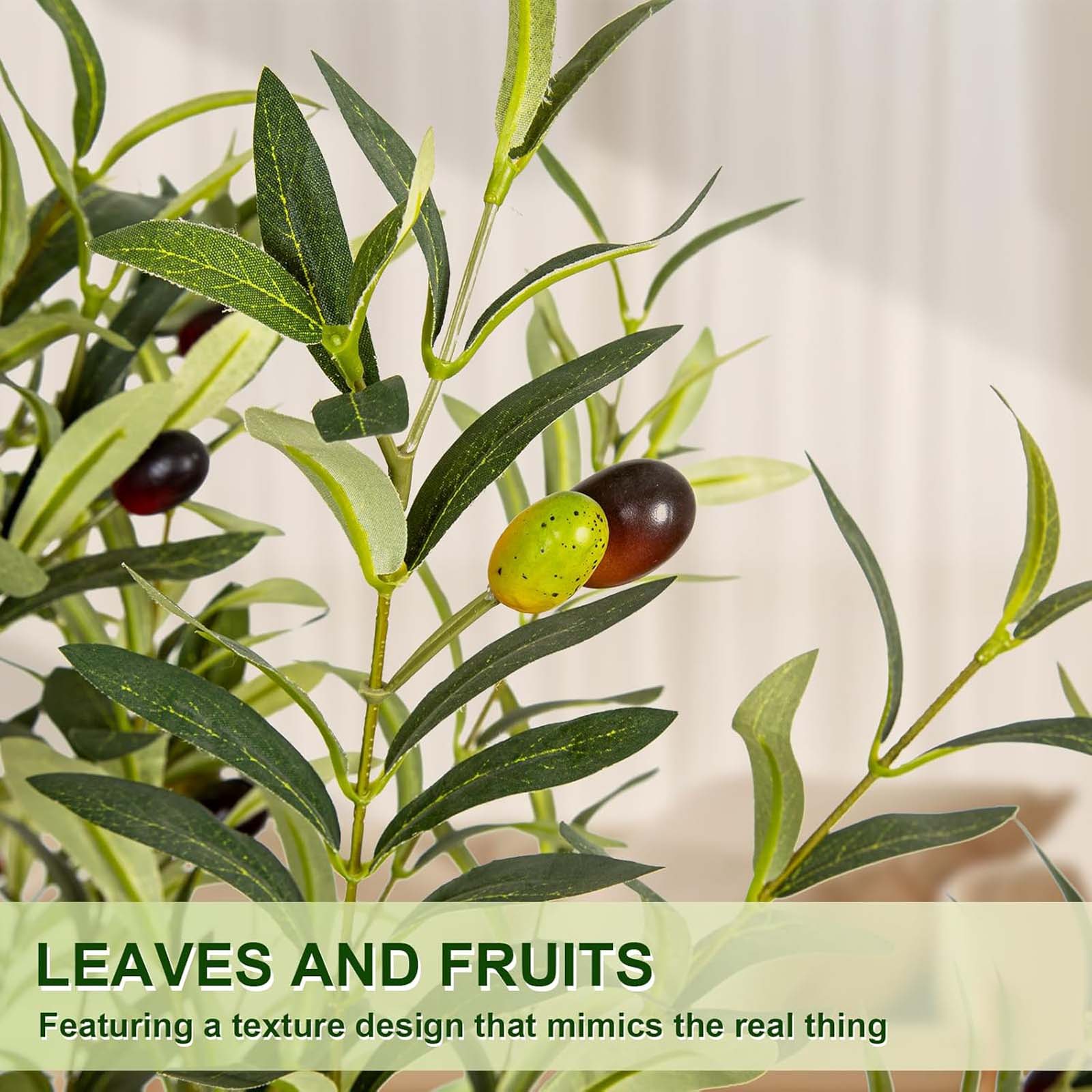 VIVATREES 6FT Artificial Olive Tree Faux Olive Plant Realistic Leaves Silk Tree with White Pot Planter Lifelike Green Leaves & Olive Fruits for Home Office Decor, Interior Outdoor Decoration