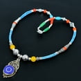 thumbnail image 3 of Lapis Lazuli Turquoise Coral Handmade 925 Sterling Silver Beaded Necklace 18", 3 of 5