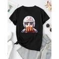 thumbnail image 2 of Camiseta De Mujer Verano Ropa Informal Suelta Camiseta Básica De Moda Para La Calle DiariaWomen's Casual Graphic Tee - Short Sleeve, Black with Vibrant Racing Character Print, Lightweight Polyester,, 2 of 7