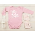thumbnail image 4 of Little Sister 2021 Cute Siblings Outfit Lil Sis Girls Baby Long Sleeve Bodysuit 6M (3-6M) Black, 4 of 5