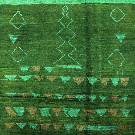 Ahgly Company Indoor Square Solid Green Modern Area Rugs, 4' Square