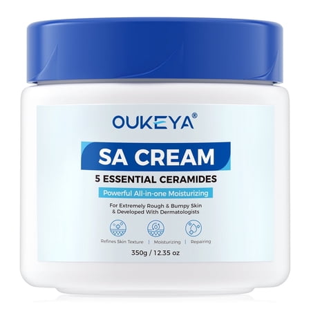 OUKEYA Moisturizing Body Lotion for Dry & Bumpy Skin with Ceramides & Salicylic Acid, 12.35 oz