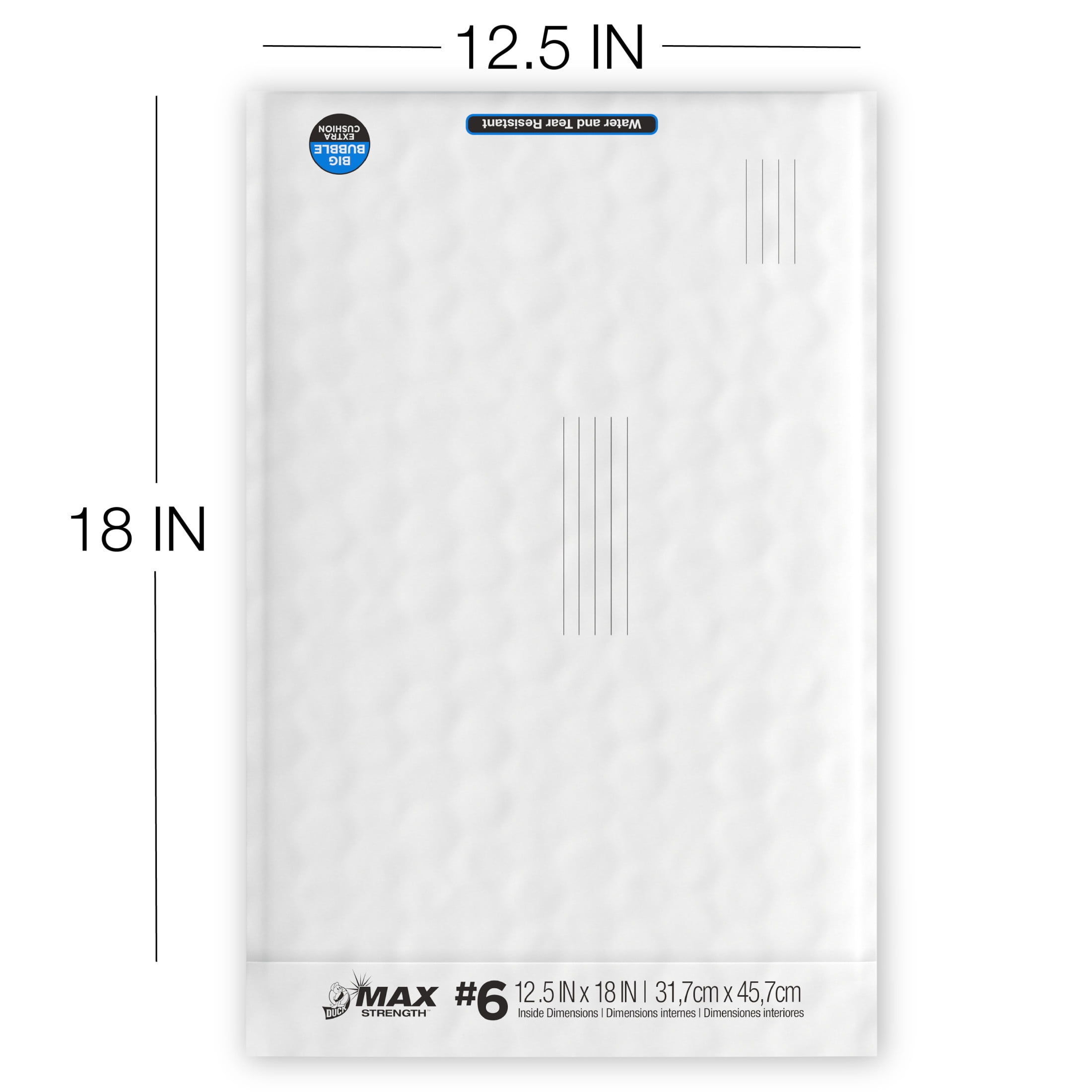 (2 pack) Duck Max Strength Self-Sealing Big Bubble Poly Mailer #6, 12.5" x 18.5", Solid Print