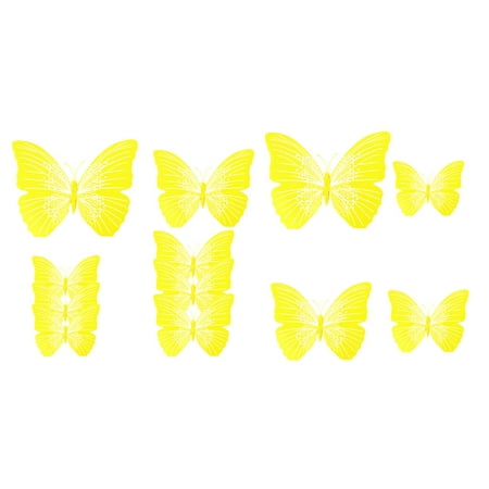 Yellow Refrigerator - Bedroom Refrigerator Magnet Butterfly Wall Sticker Decoration Yellow Set 12 in 1