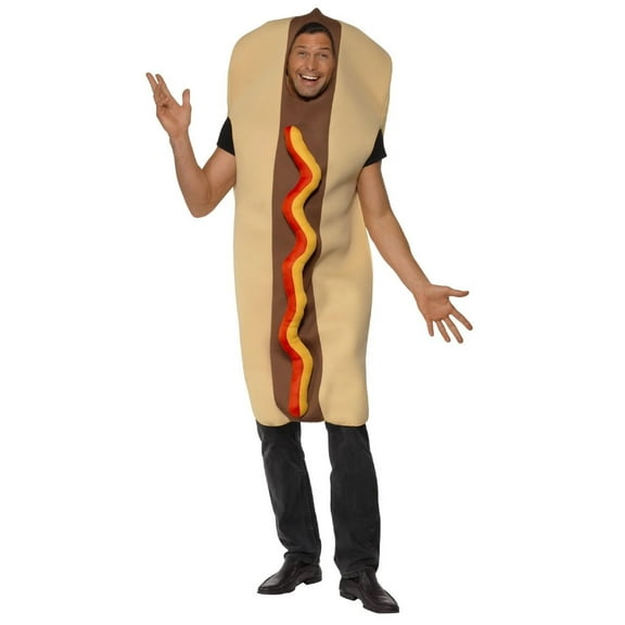 Giant Hot Dog Costume Adult Brown Red Comedy Clown Medium Male Fancy Dress Party Book Week Halloween