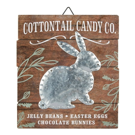Way to Celebrate Cottontail Candy Co. Easter Sign Hanging Decor, 7" x 11"