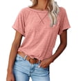 thumbnail image 2 of Wovix Women's Short Sleeve Shirts Dressy Crewneck Summer Tops Spring Trendy Casual Cute Work Outfits Pink XL, 2 of 4