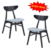 Tcbosik Upholstered Chairs Set of 2, Mid Century Modern Dining Chair with Wooden Frame, Kitchen Chair with Curved Backrest, Easy Assembly, Black