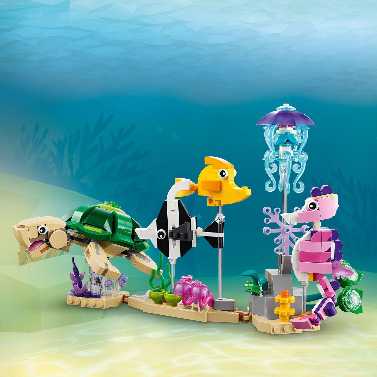 LEGO Creator 3 in 1 Sea Animals Toys Building Set for Kids, Transforms from Turtle to Fish Figures to Octopus and Squid Models, Birthday Gift Idea for Boys and Girls Ages 8 Years Old and Up, 31158, Includes 421 Pieces, Ages 8+