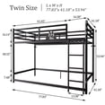 thumbnail image 4 of Leumius Metal Loft Bed,Twin Over Twin Bunk Bed with with Safety Guard Rails and Space-Saving Design,Black, 4 of 10