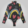 thumbnail image 2 of Crayons and Rainbows Hearts Women's Bodysuit Jumpsuit Mock Turtle Neck Long Sleeve TopsOne Piece Leotards Shirt Yoga Outfits, 2 of 8