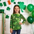 thumbnail image 2 of Tauxra Chandail de la Saint-Patrick pour Adultes, T-Shirt à Manches 3/4 Imprimé Col Rond, T-Shirt Graphique Trèfle Décontracté à Manches Longues pour Activités Festives, 2 of 6