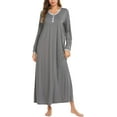 thumbnail image 3 of Avidlove Women's Long Sleeve Nightgown Long Sleepshirts Henley Sleep Dress Full Length Sleepwear, 3 of 7