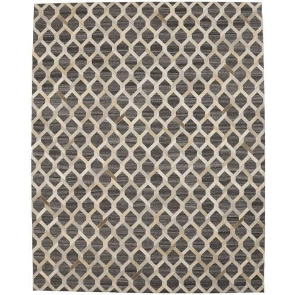 Gray Cowhide 8X10 Modern Leather Rug