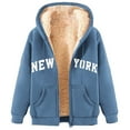 thumbnail image 3 of QATAINLAV Fall Savings Fleece Jackets for Women Casual Zip Up Sherpa Lined Hoodies Trendy Letter Graphic Print Hooded Sweatshirt Coats Sky Blue XXXL, 3 of 6