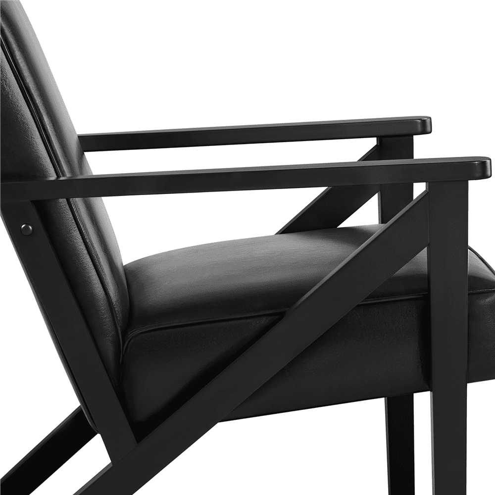 Renwick Modern Faux Leather Accent Chair for Living Room, Black