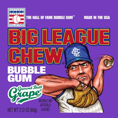 Ford Gum, Big League Chew, Bubble Gum, Ground Ball Grape 2.12-Ounce Bag (12 Count)
