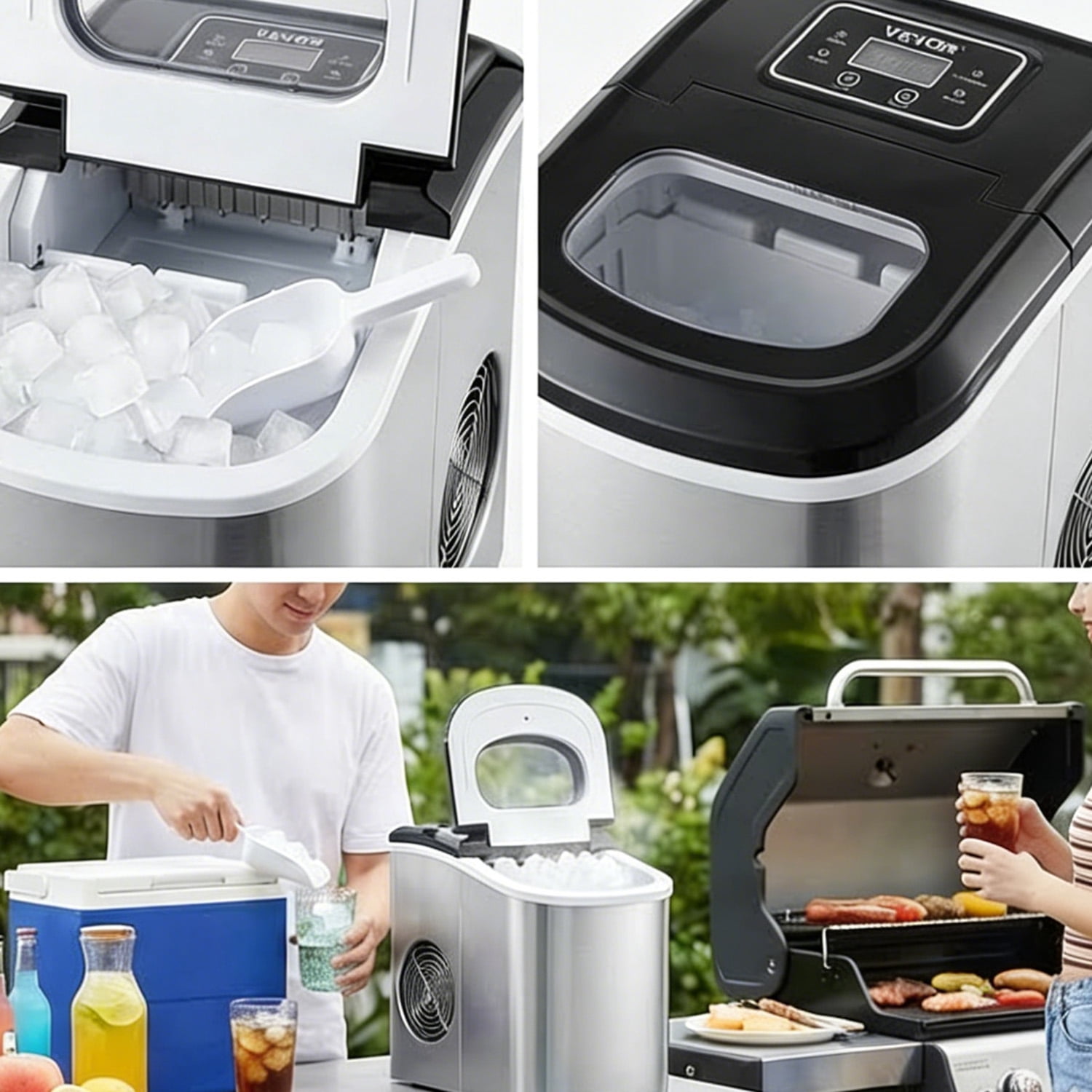 Countertop Ice Maker, 9 Cubes in 6 Mins/33lbs per Day, Self-Cleaning with 2 Bullet Ice Sizes, for Home, Kitchen, Office, Party