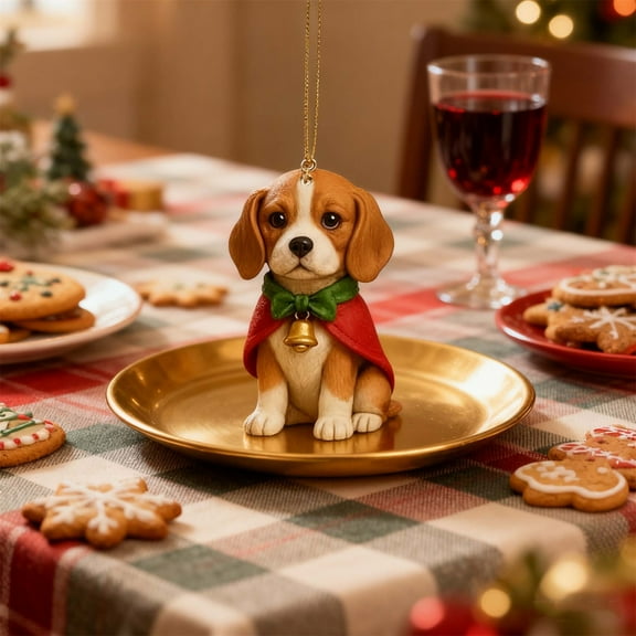 HomeKingdee Dachshund Christmas Ornaments - Cute Dog Acrylic Hanging Pendant for Christmas Tree Decorations 3.15in