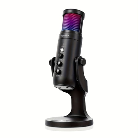 USB Microphone, Gaming Mic For PS4/ 5/ Phone/Laptop/PC, Condenser Microphone With Touch Mute, Dynamic RGB Lighting, Gain Knob, Plug And Play, Noise Reduction, For Streaming, Podcasting