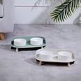 thumbnail image 7 of Happy & Polly Bone China Elevated Double Bowl Set, Green, 7 of 7