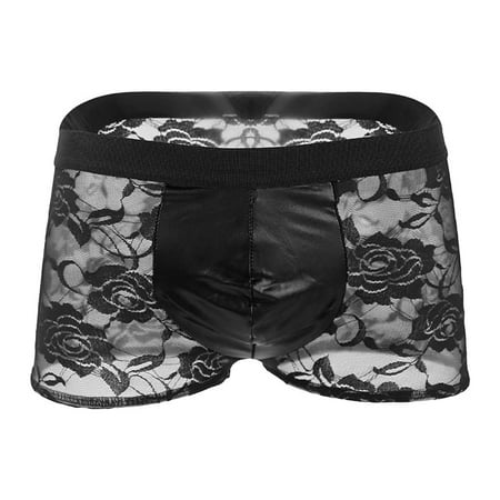 

AnuirheiH Men s Lingerie Sexy Underwear Mid Waist Lace Faux Leather Boxer Briefs Clearance Under $10