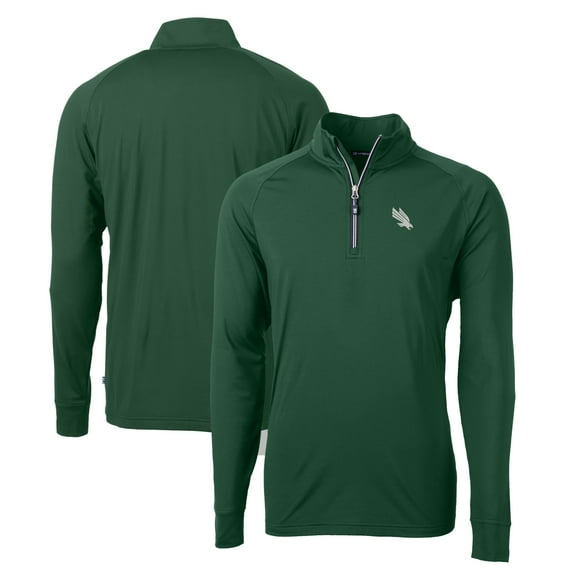 Men's Cutter & Buck Kelly Green North Texas Mean Green Adapt Eco Knit Stretch Recycled Quarter-Zip Pullover Top