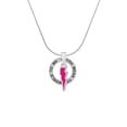 thumbnail image 2 of Delight Jewelry Silvertone Hot Pink Lightning Bolt Silver-tone You Mean the World to Me Ring Necklace, 18", 2 of 4