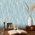 thumbnail image 2 of Baroque Peel and Stick Wallpaper Abstract Flowing Blue White Line Organic Wave Texture Wall Mural 23.6in x 9.8ft Self Adhesive Removable Wall Paper Renter Friendly Wallpaper for Bedroom, 2 of 8