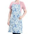 thumbnail image 5 of Pioneer Flower Floral Print Pattern Apron-Garden Aprons for Women with Pockets-Cotton Linen Waterproof Kitchen Cooking Gardening Aprons Adjustable for Kitchen,Cooking,BBQ and Salon 33x27 Inch, 5 of 7