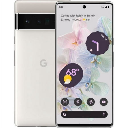 Pre-Owned Google Pixel 6 Pro Smartphone, Fully Unlocked,128 GB Storage + 12 GB RAM, Cloudy White (Refurbished: Good)