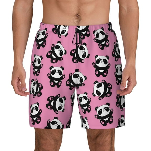 Xecao Cute Panda for Men's Swimming Trunks Swim Trunks Quick Dry Swim Shorts with Mesh Lining Funny Swimwear Bathing Suits