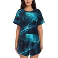 thumbnail image 1 of Fotbe Futuristic Jet Ski Adventure Conjunto de Pijama Estampado para Mujer, 2 Piezas, Ropa de Dormir con Camiseta de Manga Corta y Shorts Suaves-Small, 1 of 6