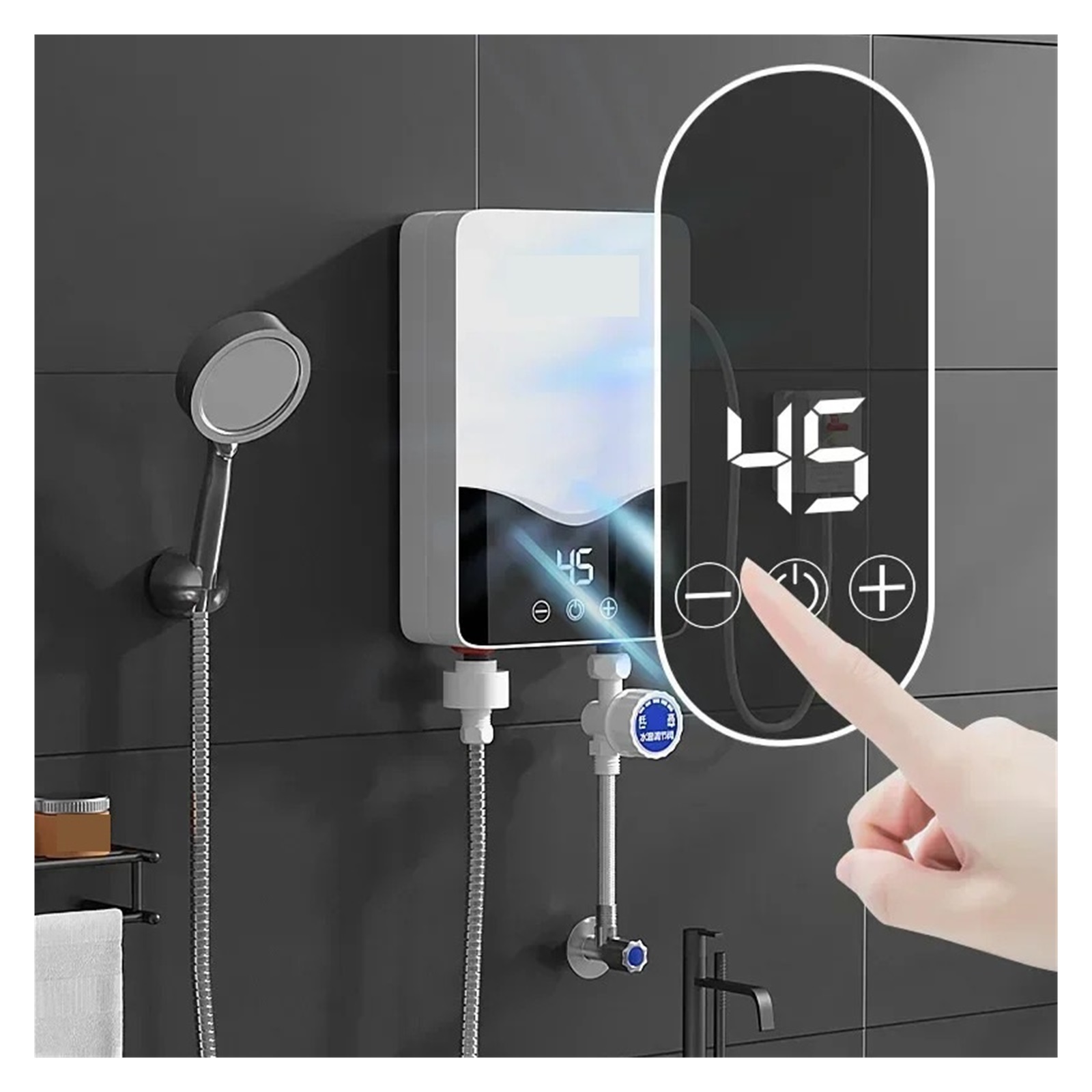 Instant Tankless Water Heater For Bathroom, 5.5kw Electric Instant Hot Water Heater With Self-modulating,Overheating Protection ,Safety Protections
