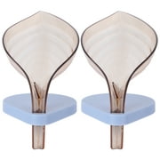 Soap Holder 2Pcs Creative Soap Holder Leaves Shaped Soap Box Suction Cup Soap Dish Draining Soap Rack Light Brown