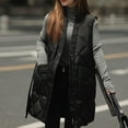 thumbnail image 6 of Hvyesh Womens Long Quilted Vest Sleeveless Button Down Puffer Vest Cotton V Neck Padded Jacket Winter Coat with Belt, 6 of 8