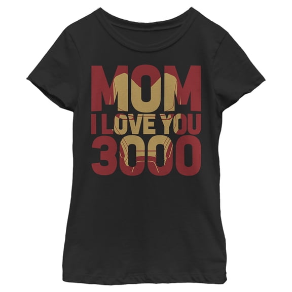 Girl's Marvel Iron Man Mom I Love You 3000  Graphic Tee Black Small
