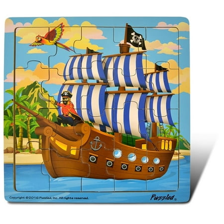 Pirate Ship Jigsaw - Pirate Ship - Jigsaw 21 Pieces Wooden Puzzle