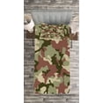 thumbnail image 3 of Ambesonne Camo Quilted Bedspread Set 2 Pcs, Pattern in Forest Colors, Twin Size, Dark Green Army Green, 3 of 3