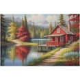 thumbnail image 3 of Red Cabin Puzzle Jigsaw Puzzle 1000 Pieces for Adults, 30.7"x20.8" Large Puzzle Holiday Lake House Landscape Decoration for Family Party Holiday - Each Piece is Unique, 3 of 6