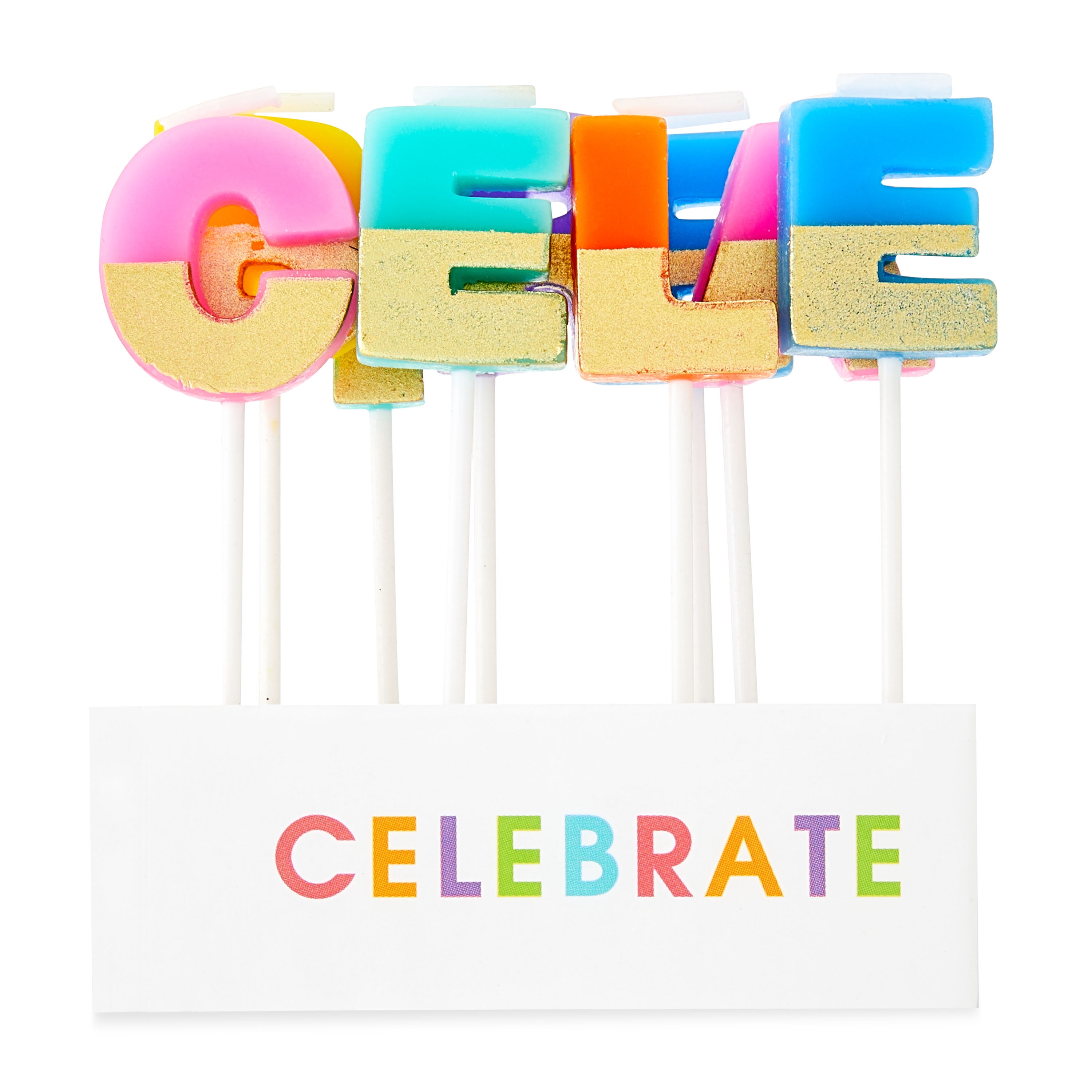 (2 pack) Great Value Birthday Candle, Celebrate, Rainbow, 9 Count