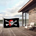 thumbnail image 4 of 3x5ft Pirate Flag,Skull and Crossbones Jolly Roger Flag With Red Handkerchief - Bright Colors And Fading - Canvas Head And Double Seams, 4 of 9