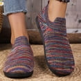 thumbnail image 5 of Domuza Women Square Toe Knit Casual Flats, Colorful Stripe Slip On Soft Sole Walking Shoes Multicolor 7.5（EU-39）, 5 of 5