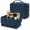 Navy Blue, variant on Black Travel Makeup Bag, PU Leather Toiletry Bag for Women, Fold Down Makeup Organizer Case with Adjustable Dividers, Large Makeup Bag with Handle, Wide-open Pouch, 9 x 6.1 x 7.5 in