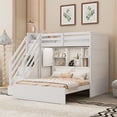 thumbnail image 3 of Harper & Bright Designs L-Shaped Bunk Bed Twin over Full Size with Wardrobe and Bookshelf, Storage Stairway Bunk Bed with USB Charging Station and LED Light for Bedroom, White, 3 of 16