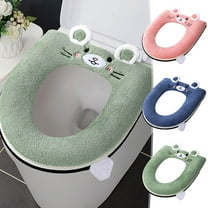 Vacemry Under $5 Zippered Toilet Seat Cover, Waterproof Flannel Toilet Lid Cushion, Soft Bathroom Commode Pad, Elastic Toilet Seat Protector, Warm Toilet Cover for Home