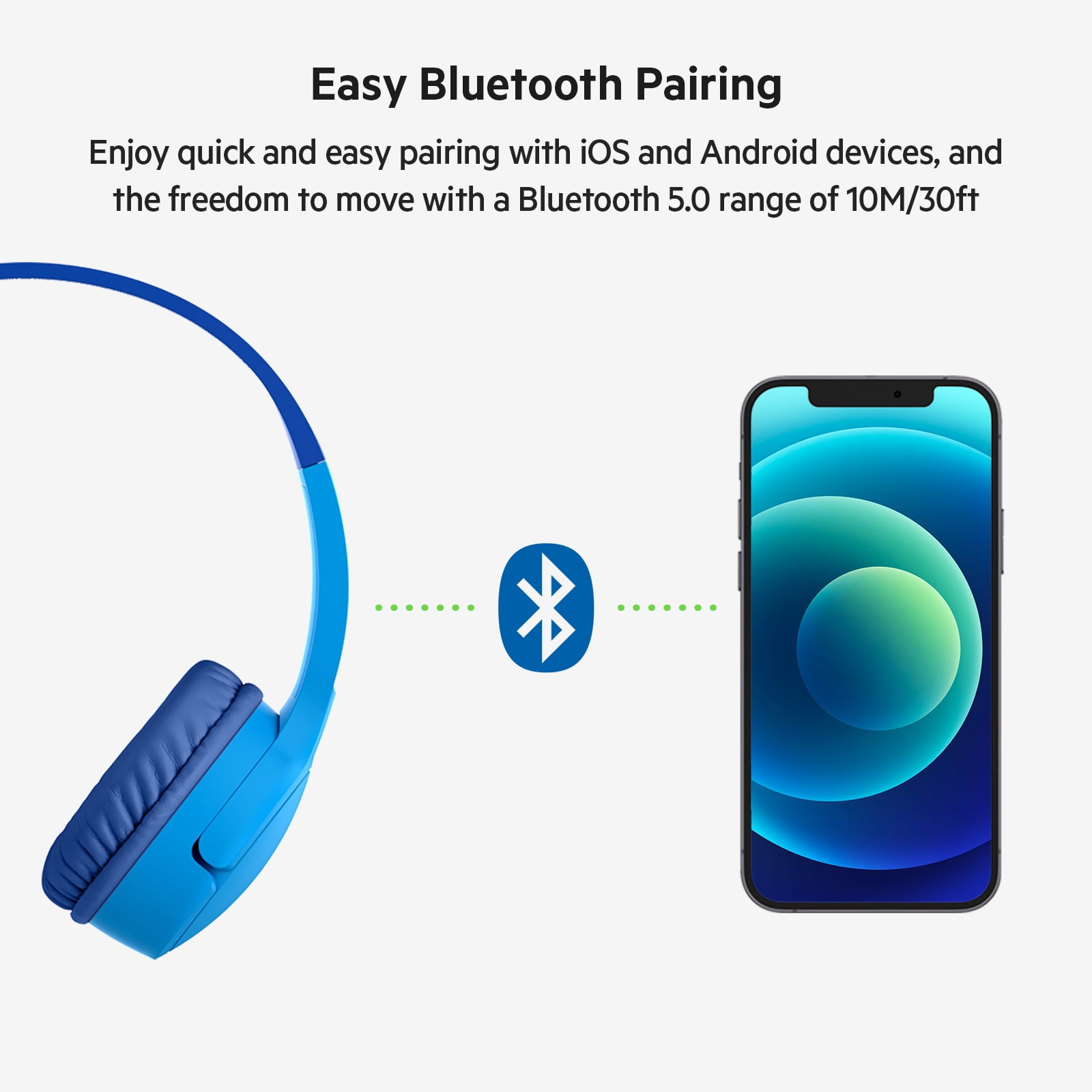 Belkin SOUNDFORM Mini Wireless Bluetooth On-Ear Headphones for Kids, Blue 
